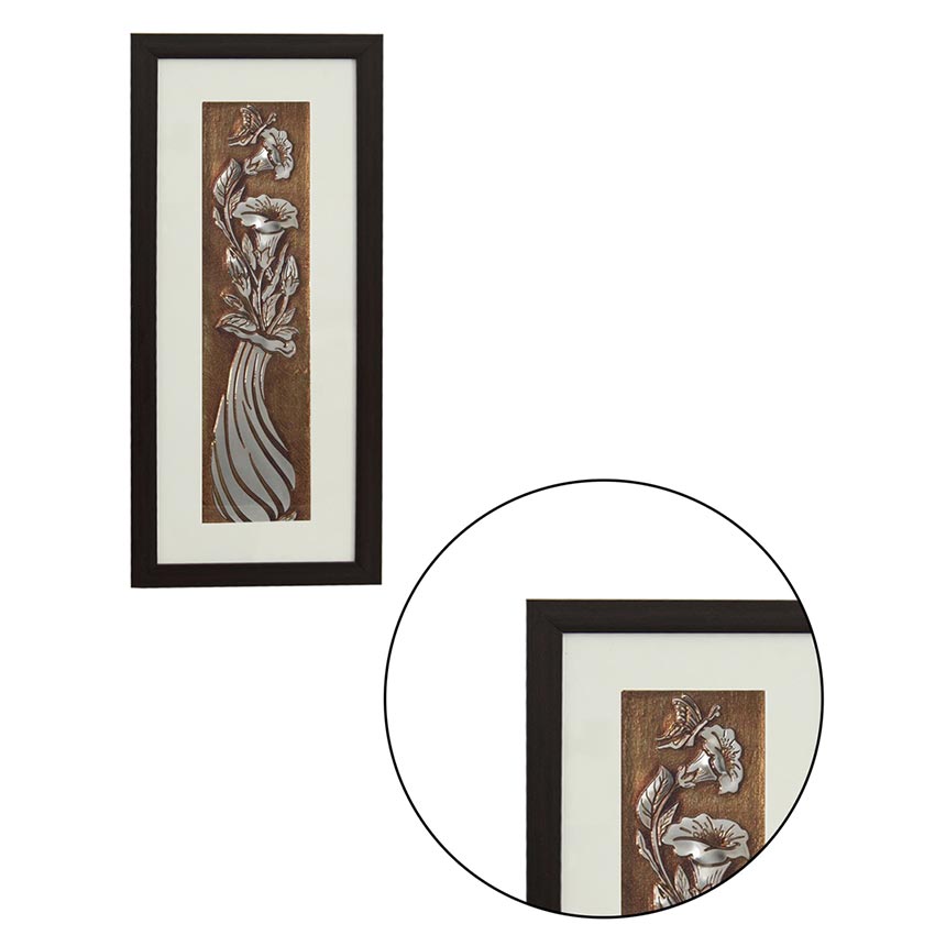 Luxury Flower Vase Wall Painting Perfect With Brown Frame | 10 x 23 inches