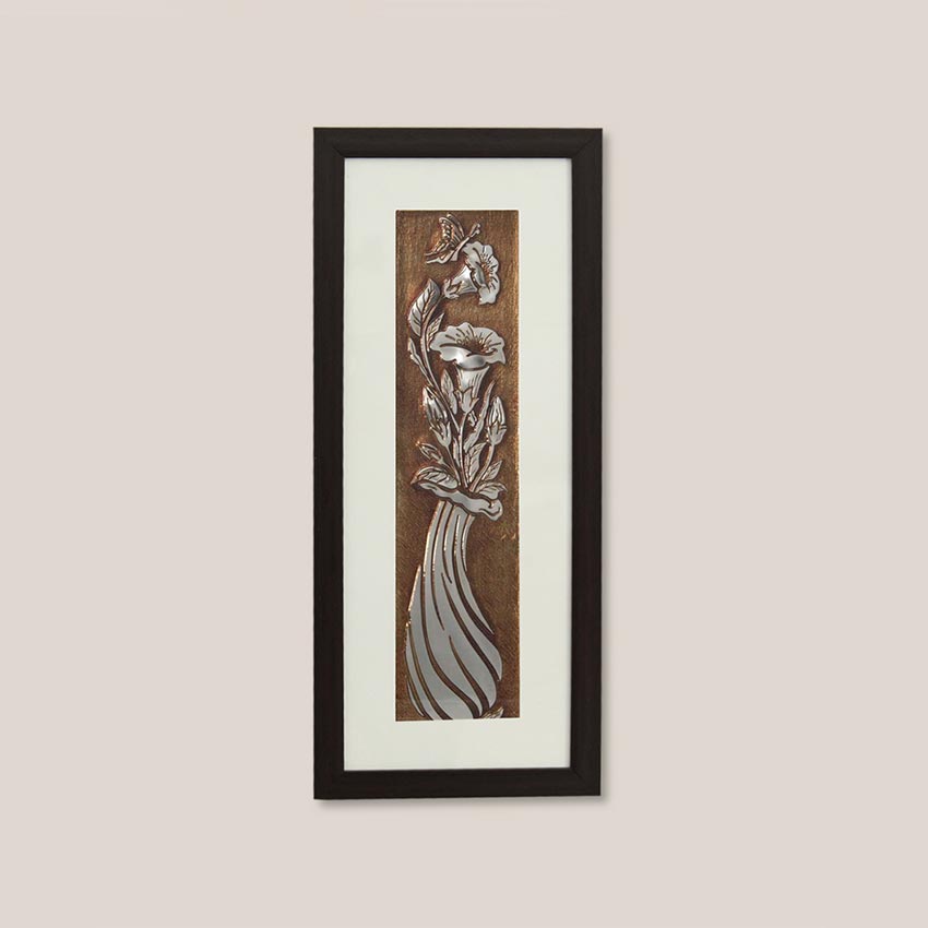 Luxury Flower Vase Wall Painting Perfect With Brown Frame | 10 x 23 inches