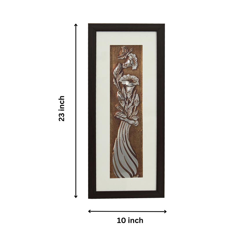 Luxury Flower Vase Wall Painting Perfect With Brown Frame | 10 x 23 inches