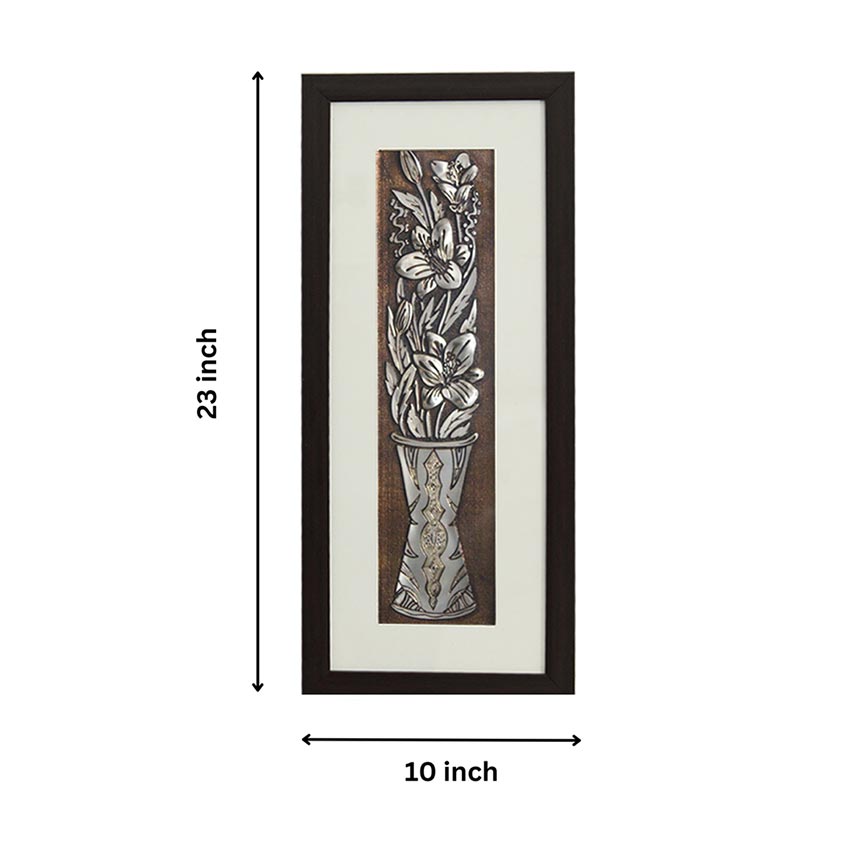 Premium Wild Flower Wall Painting With Brown Frame | 10 x 23 inches