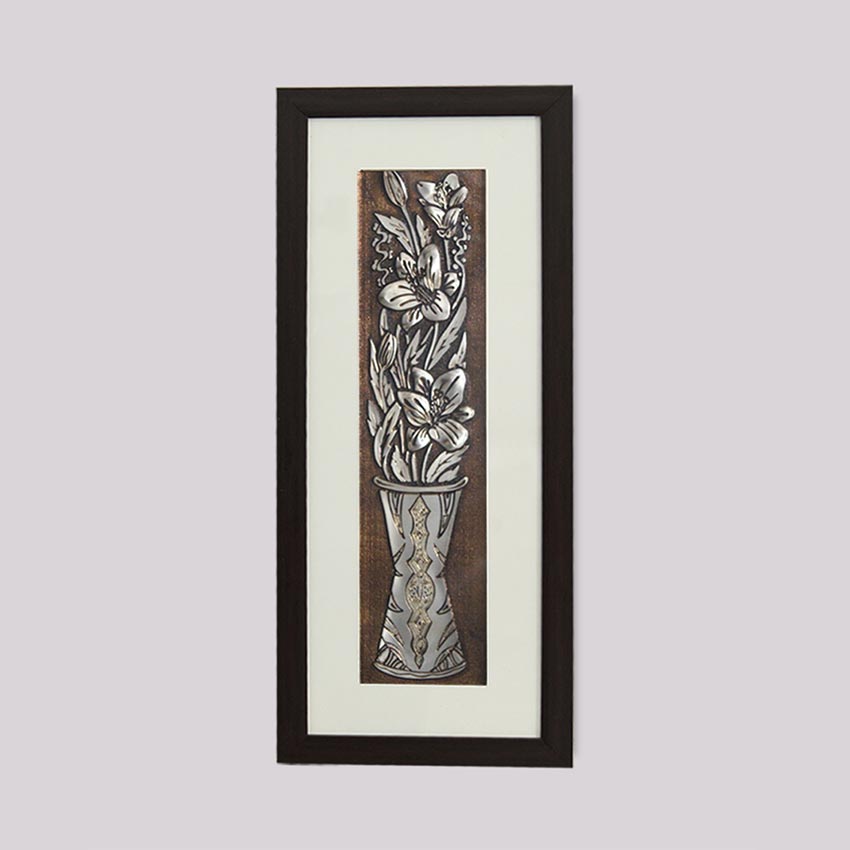 Premium Wild Flower Wall Painting With Brown Frame | 10 x 23 inches