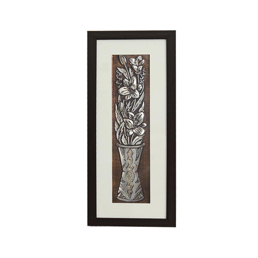 Premium Wild Flower Wall Painting With Brown Frame | 10 x 23 inches