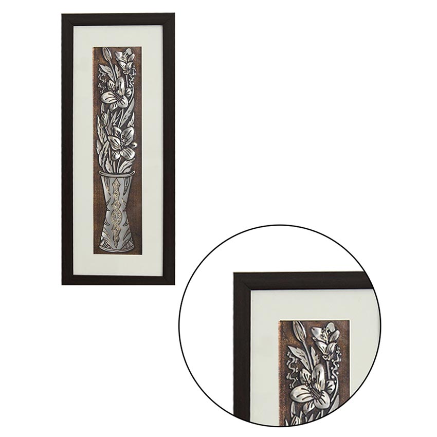 Premium Wild Flower Wall Painting With Brown Frame | 10 x 23 inches