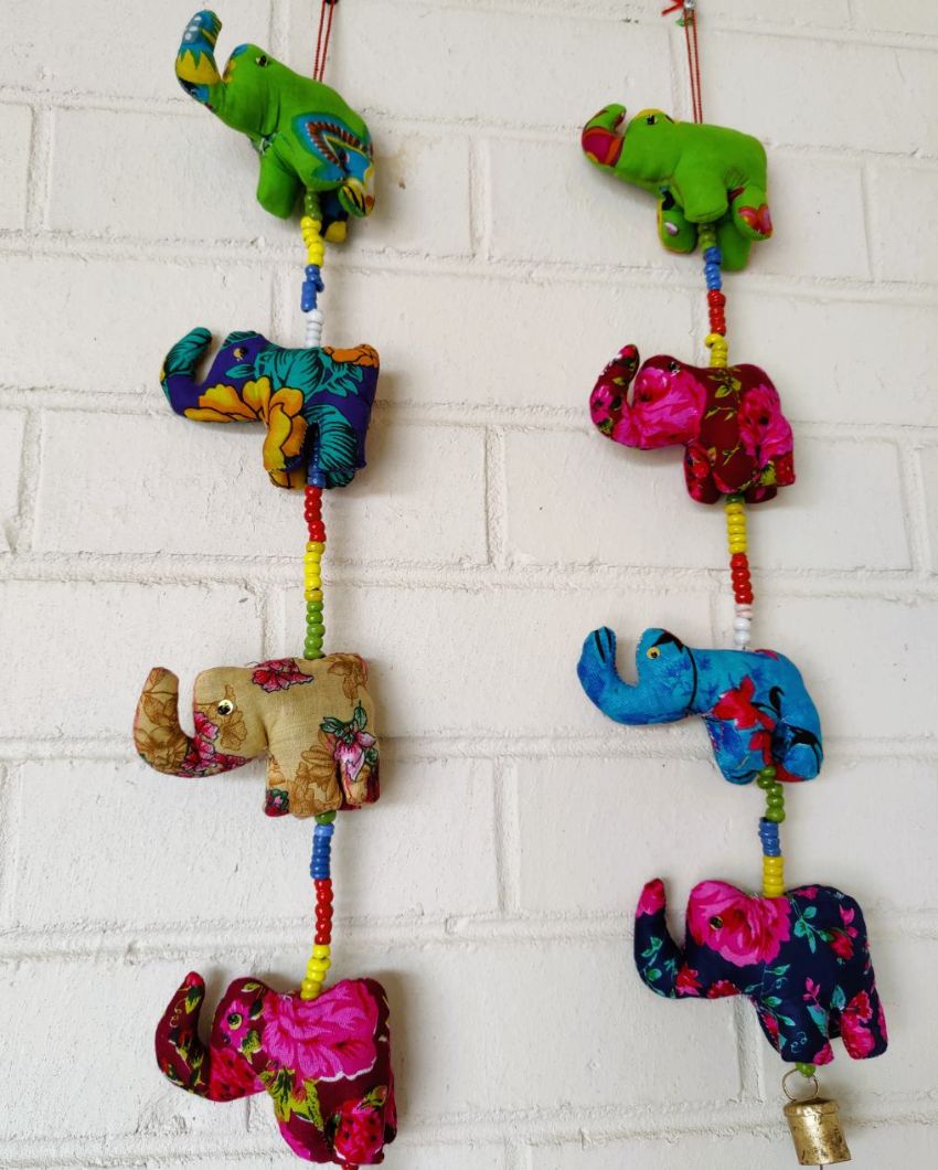 Stuffed Toy Elephant Boho Floral Latkan Pair | Set of 2