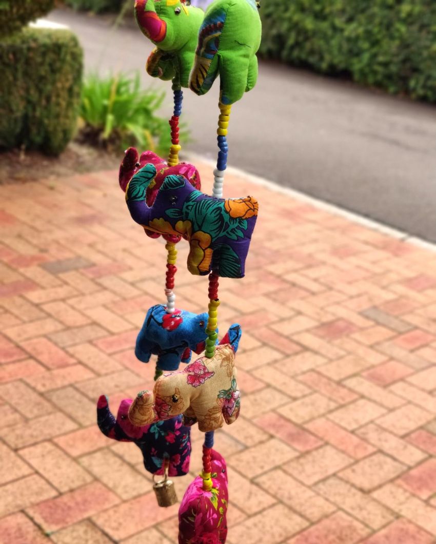 Stuffed Toy Elephant Boho Floral Latkan Pair | Set of 2