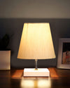 Lussuosa Cotton Square White Wood Table Lamp Off-White