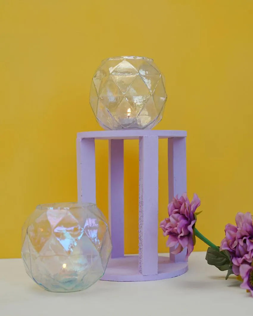 Rainbow Glass Votive Candle Holer | Set Of 2