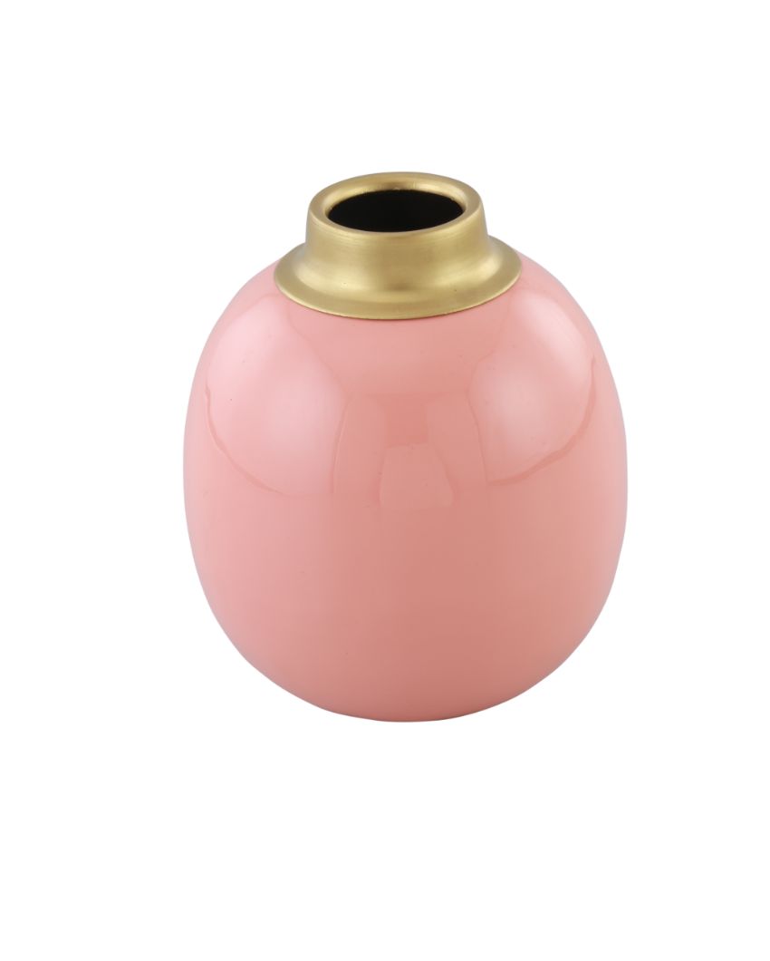 Mayur Pink Enamel Vase | 6 Inches