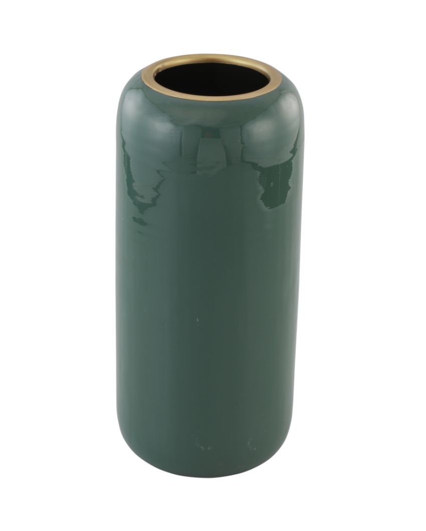 Jeeva Green Enamel Iron Vase | 6 x 13 inches