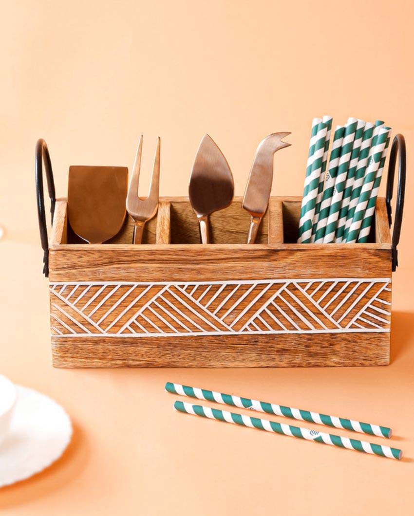 Classic Wooden Cutlery Organizer | 9 x 10 x 17 inches