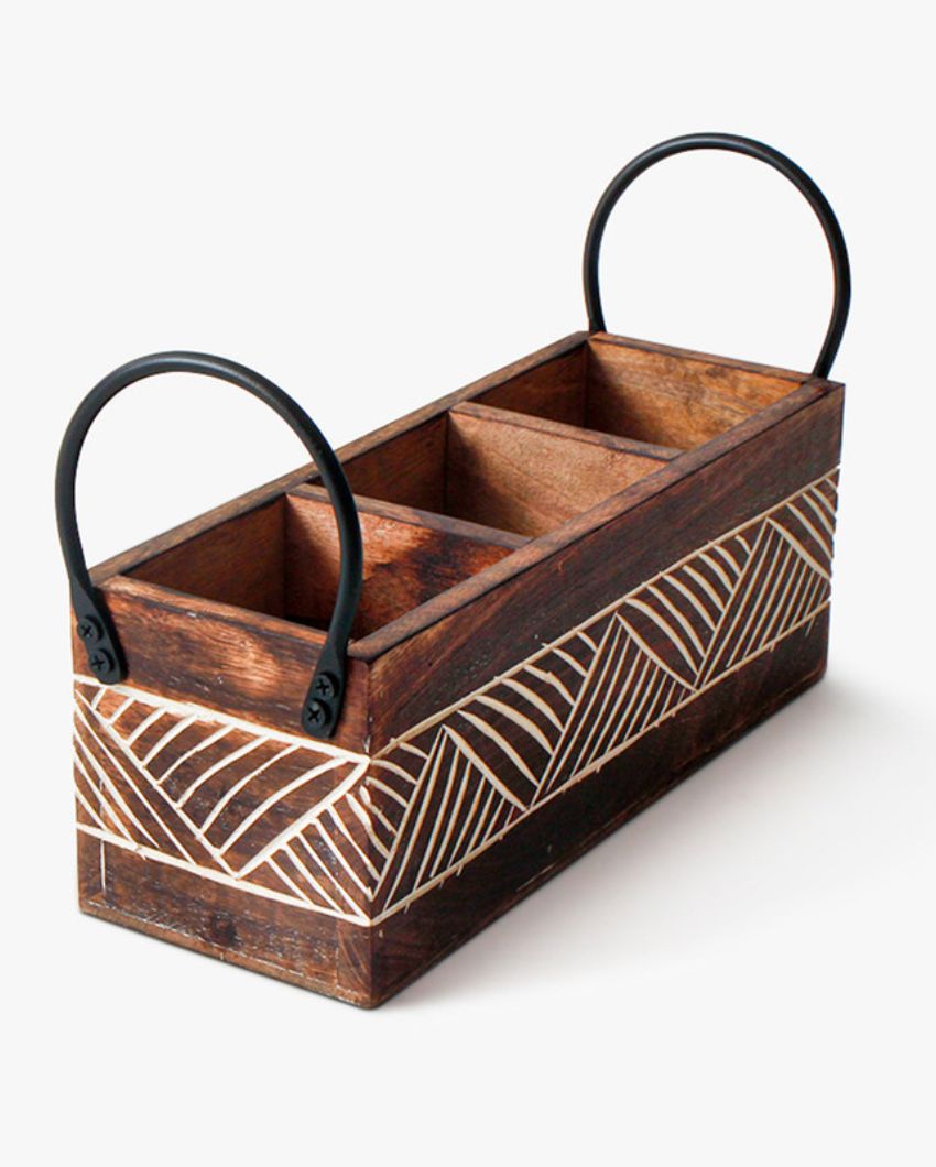 Classic Wooden Cutlery Organizer | 9 x 10 x 17 inches