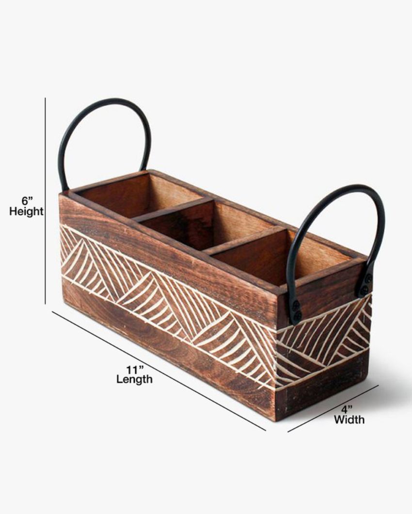 Classic Wooden Cutlery Organizer | 9 x 10 x 17 inches