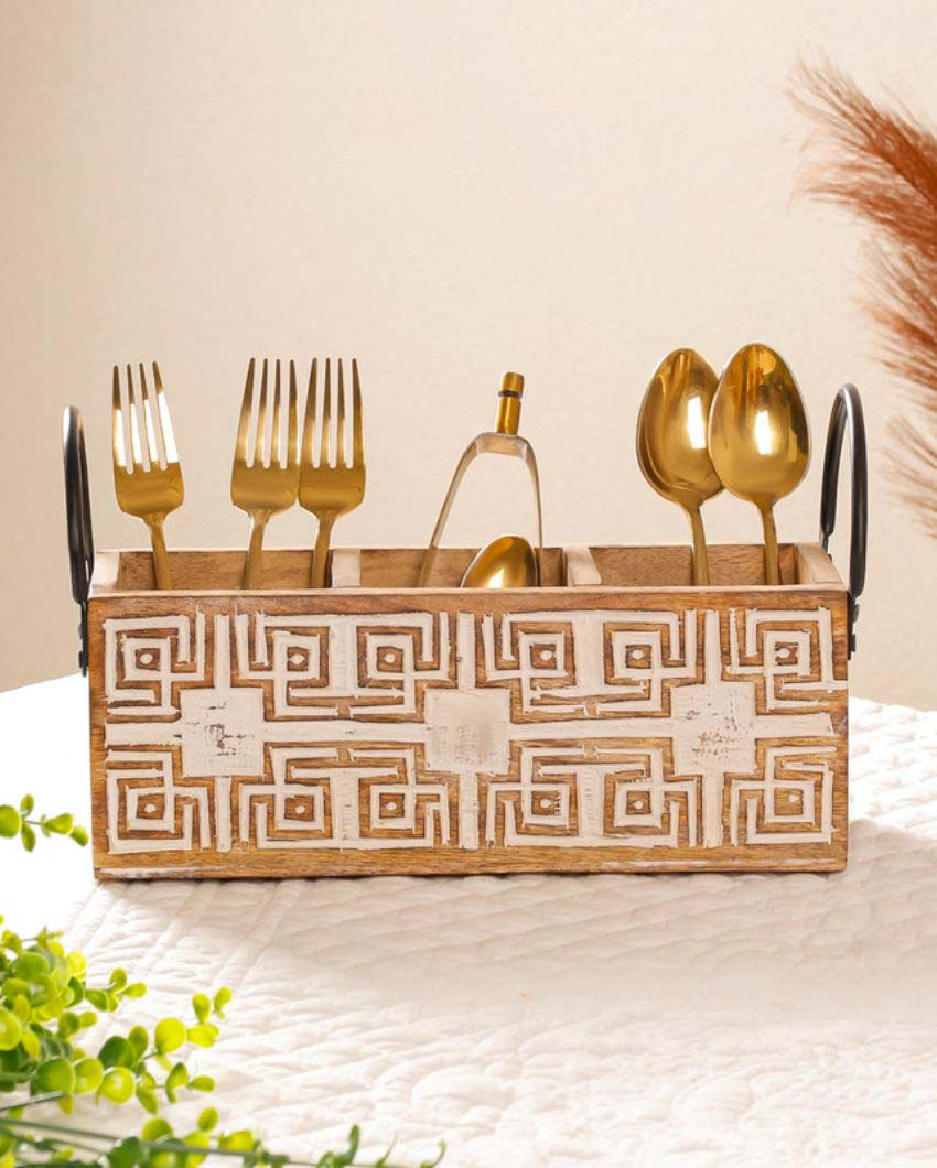 Classic Wooden Cutlery Organizer | 9 x 10 x 17 inches