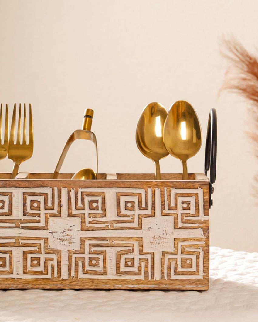 Classic Wooden Cutlery Organizer | 9 x 10 x 17 inches