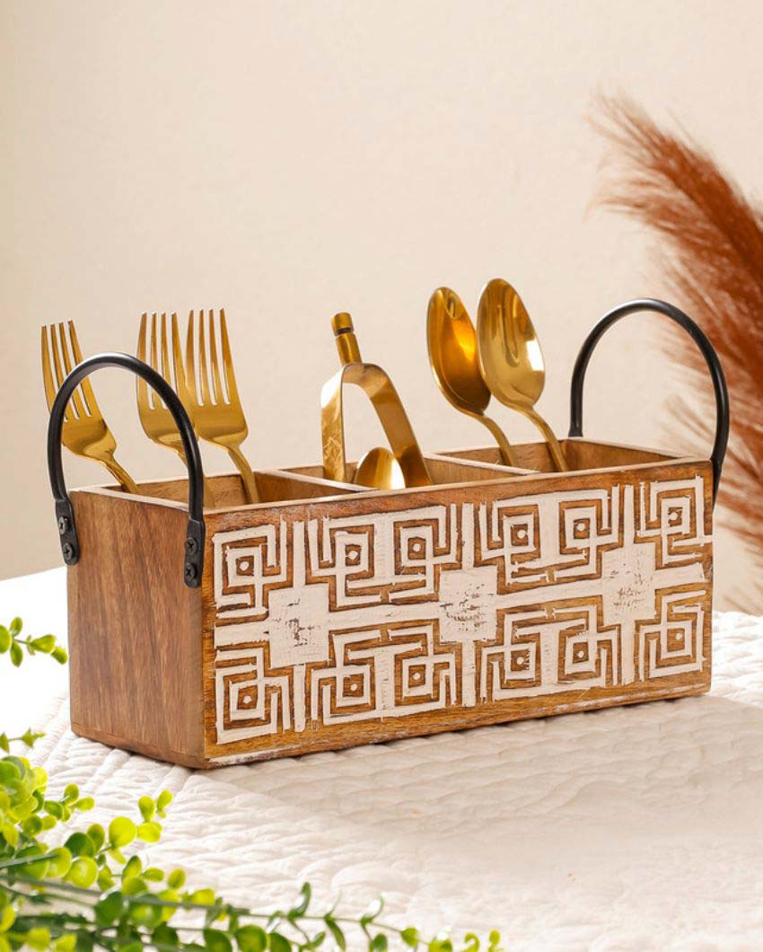 Classic Wooden Cutlery Organizer | 9 x 10 x 17 inches