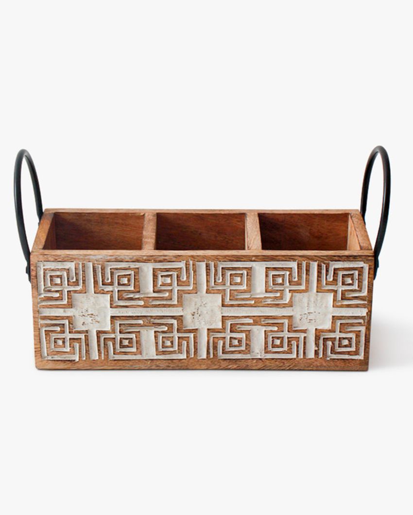 Classic Wooden Cutlery Organizer | 9 x 10 x 17 inches