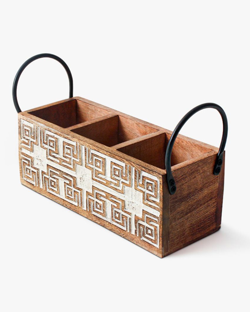 Classic Wooden Cutlery Organizer | 9 x 10 x 17 inches