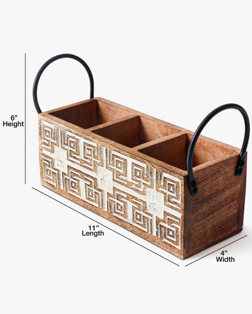 Classic Wooden Cutlery Organizer | 9 x 10 x 17 inches