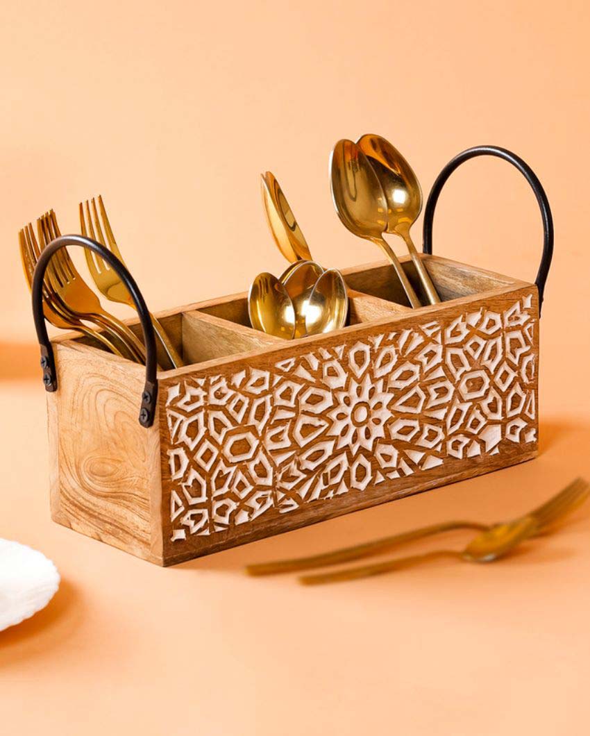 Classic Wooden Cutlery Organizer | 9 x 10 x 17 inches