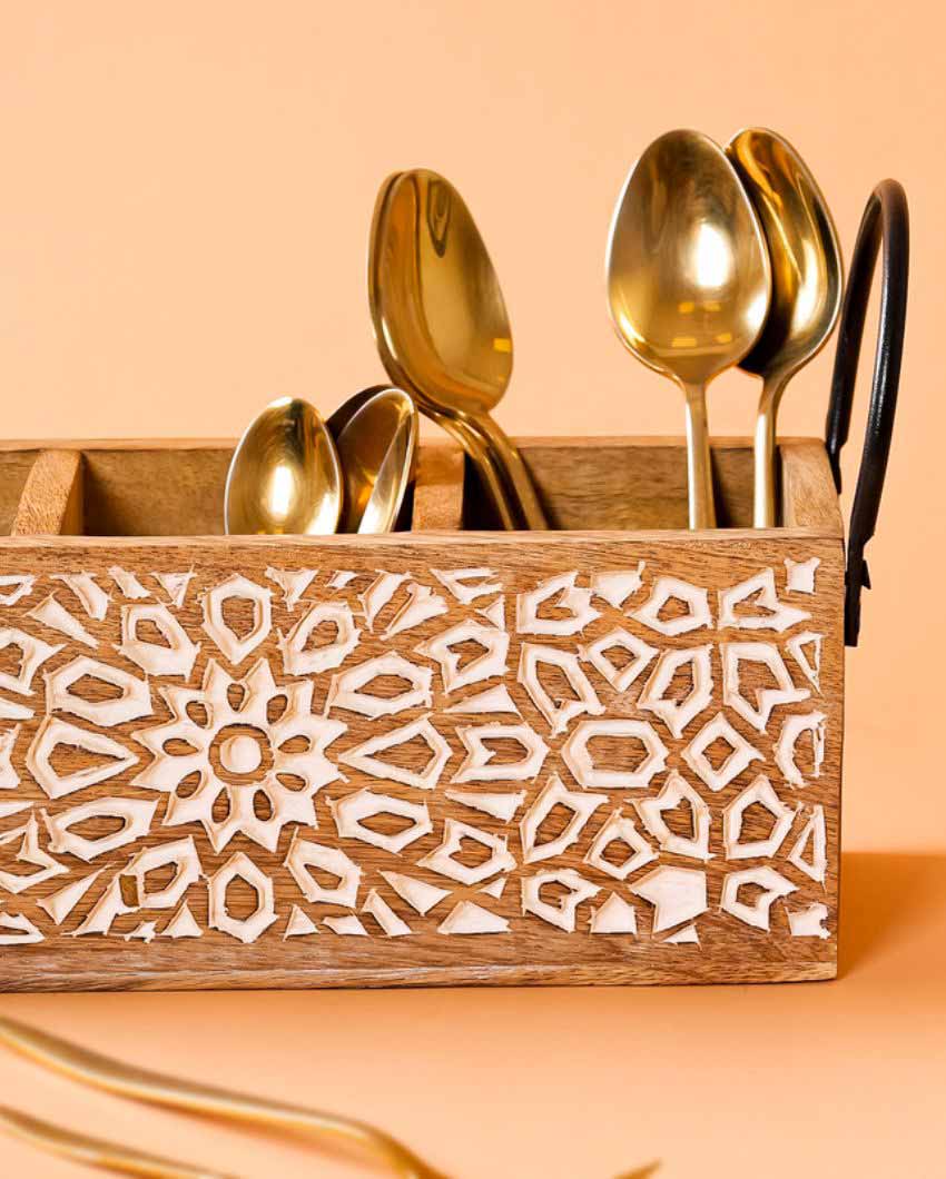Classic Wooden Cutlery Organizer | 9 x 10 x 17 inches