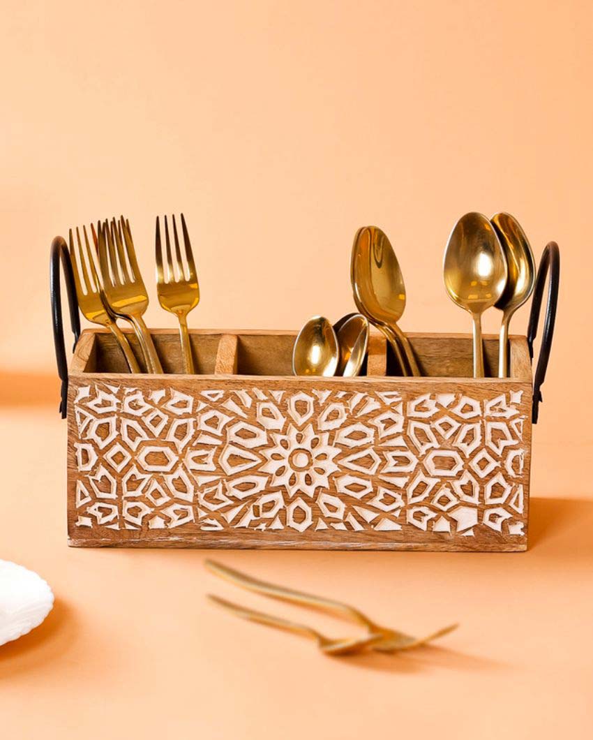 Classic Wooden Cutlery Organizer | 9 x 10 x 17 inches