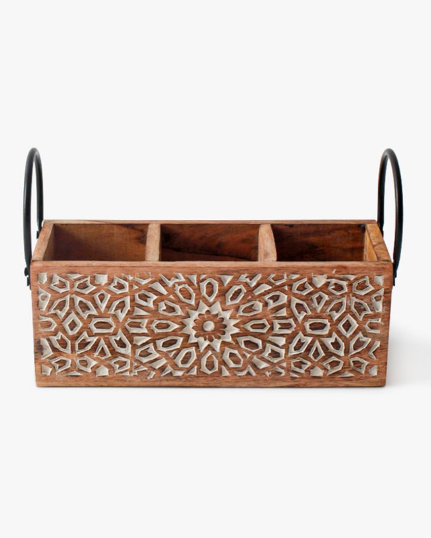 Classic Wooden Cutlery Organizer | 9 x 10 x 17 inches