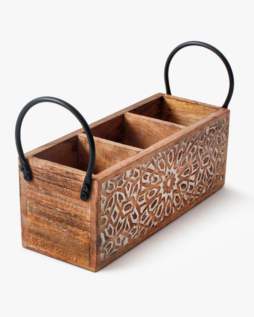 Classic Wooden Cutlery Organizer | 9 x 10 x 17 inches