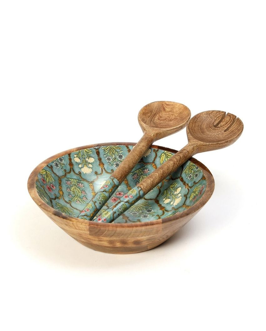 Smooth Surface Wooden Salad Bowl with Servers | Set of 3