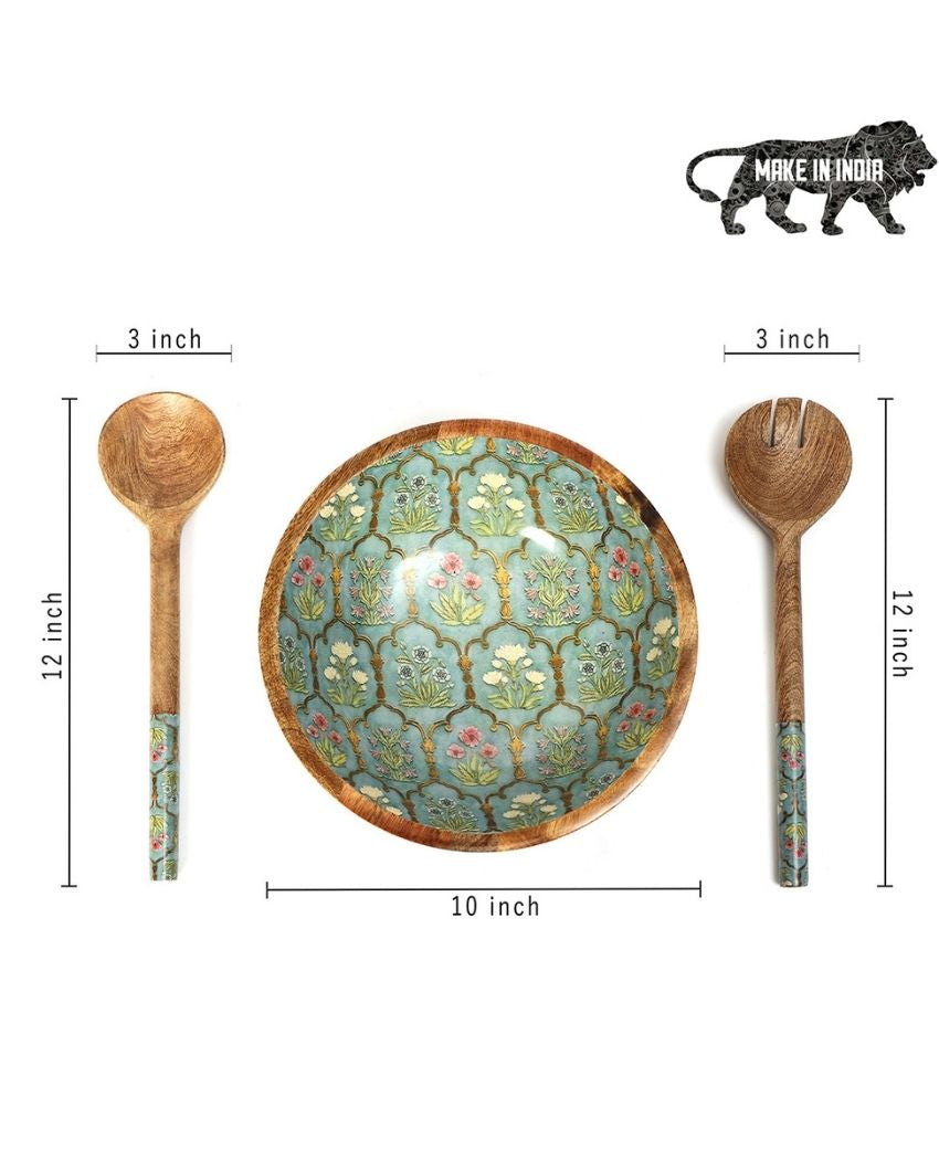 Smooth Surface Wooden Salad Bowl with Servers | Set of 3