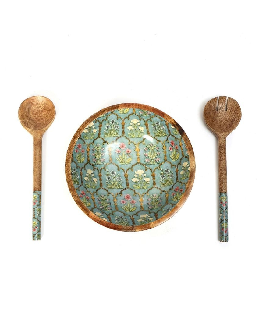 Smooth Surface Wooden Salad Bowl with Servers | Set of 3