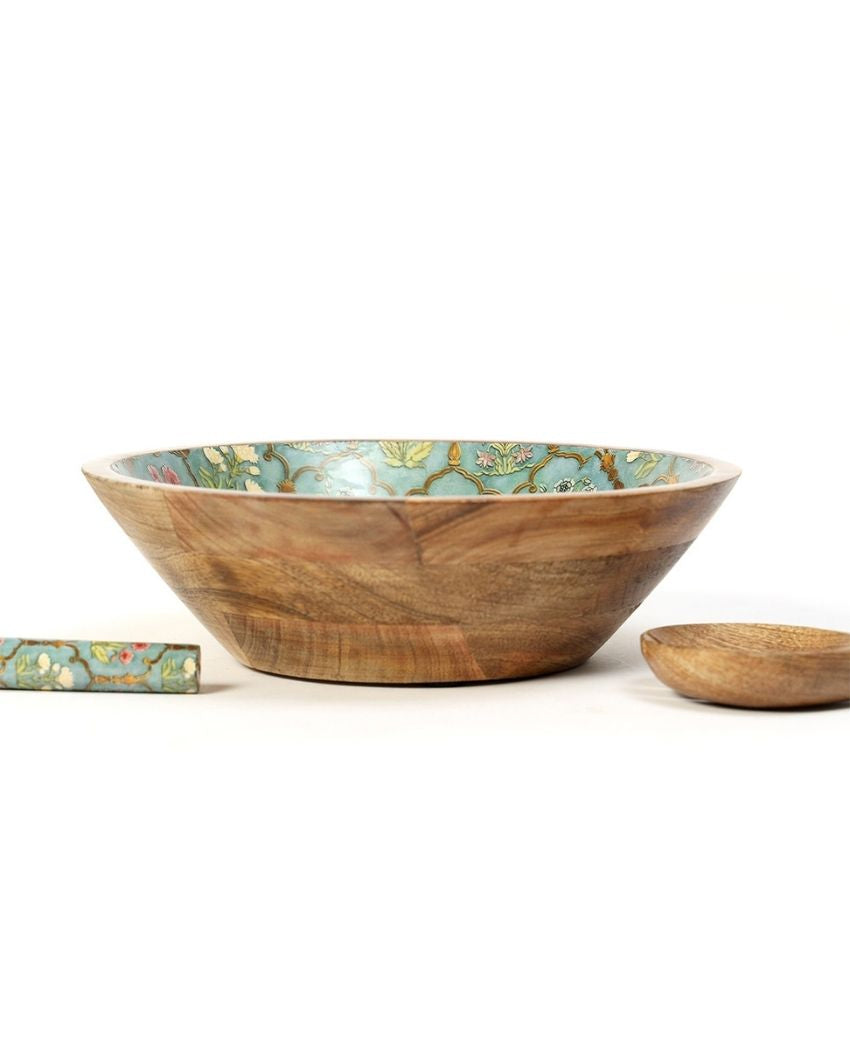 Smooth Surface Wooden Salad Bowl with Servers | Set of 3