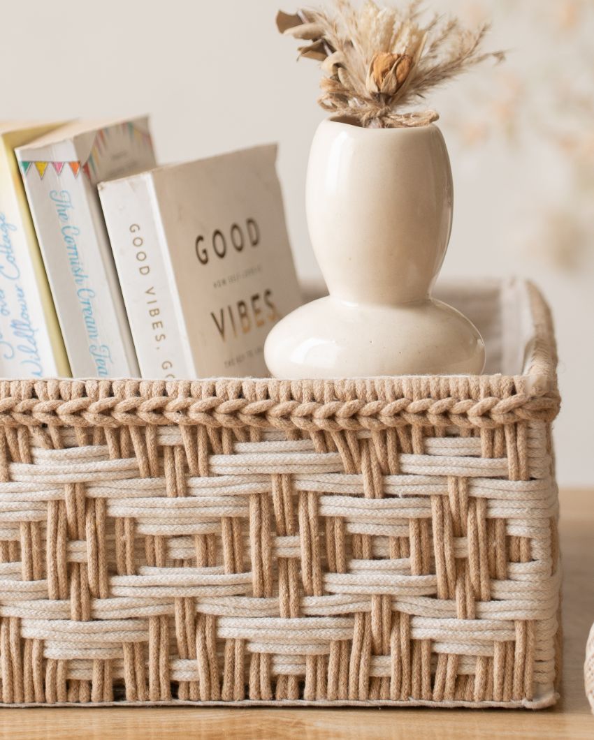 Mindful Satori Beige Cotton Basket Set | Set of 3