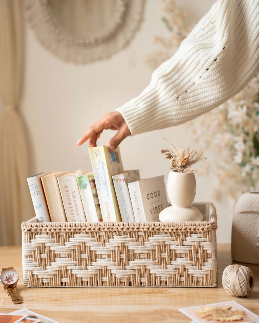 Mindful Satori Beige Cotton Basket Set | Set of 3