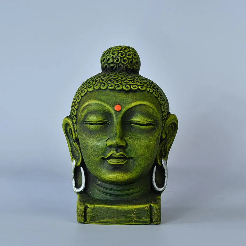Terracotta Meditating Buddha Head Tabletop | 9 Inches