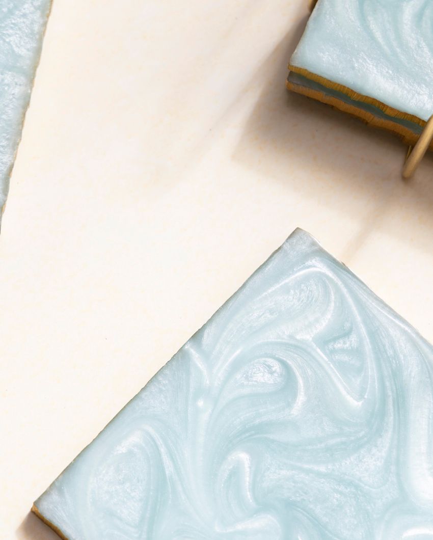 Serving Essential Resin Square Coasters with Stand | Set of 7