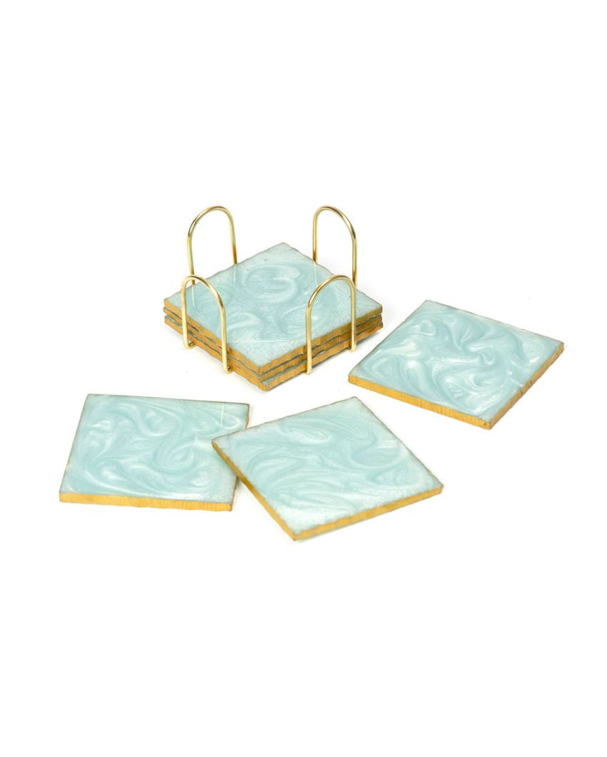 Serving Essential Resin Square Coasters with Stand | Set of 7