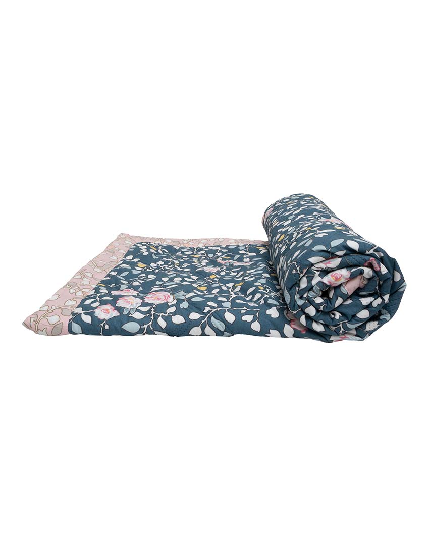 Flowers Art Printed Reversible & Cozy Single Bed Comforter | Set Of 2 | 90 x 60 inches