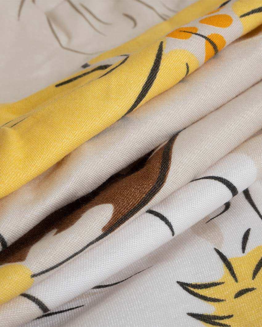 Floral Printed Cotton Mix Double Bed Fitted Bedsheet Set