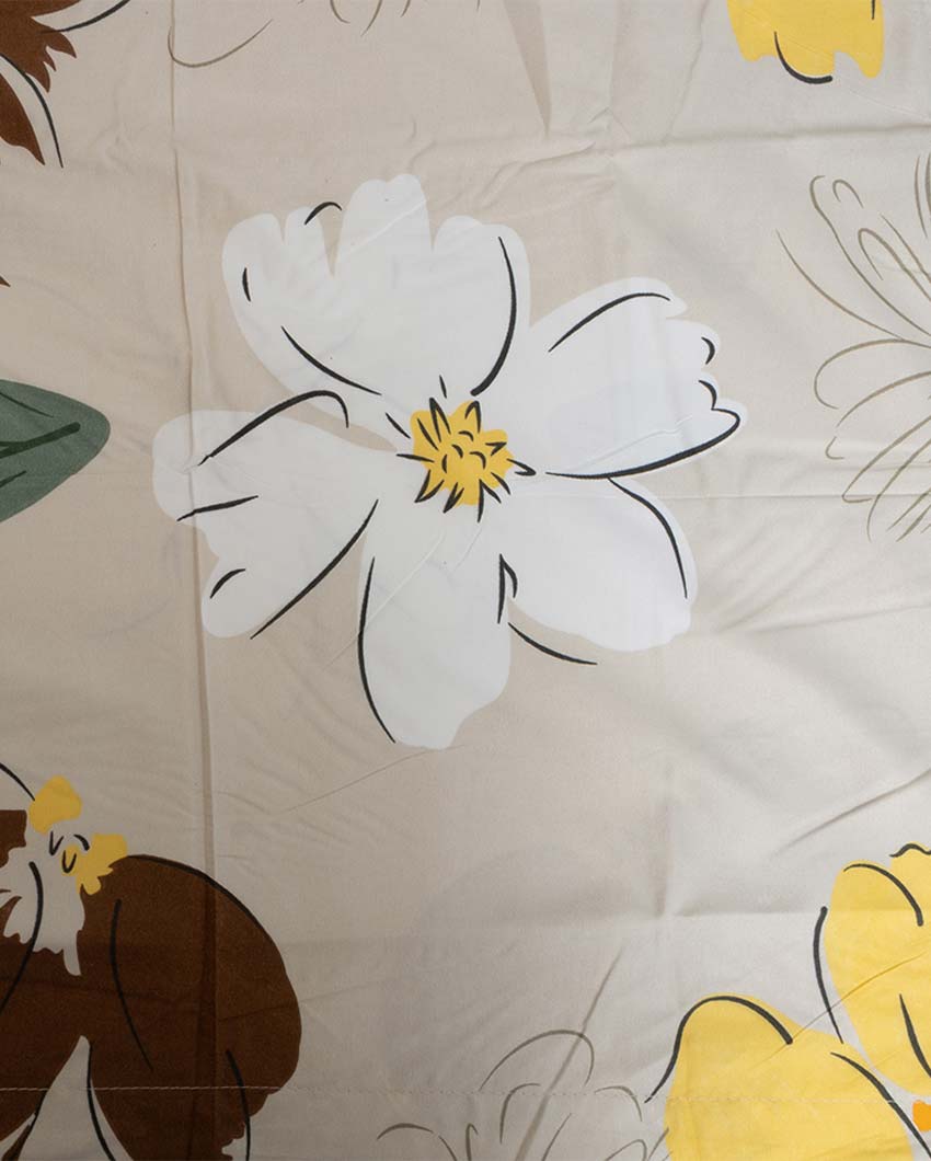 Floral Printed Cotton Mix Double Bed Fitted Bedsheet Set