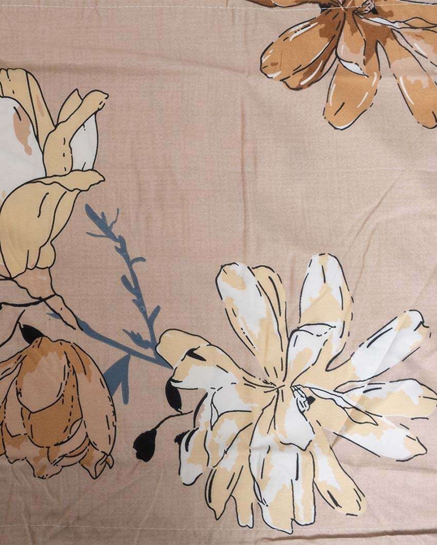 Elegant Floral Printed Cotton Mix Double Bed Fitted Bedsheet Set