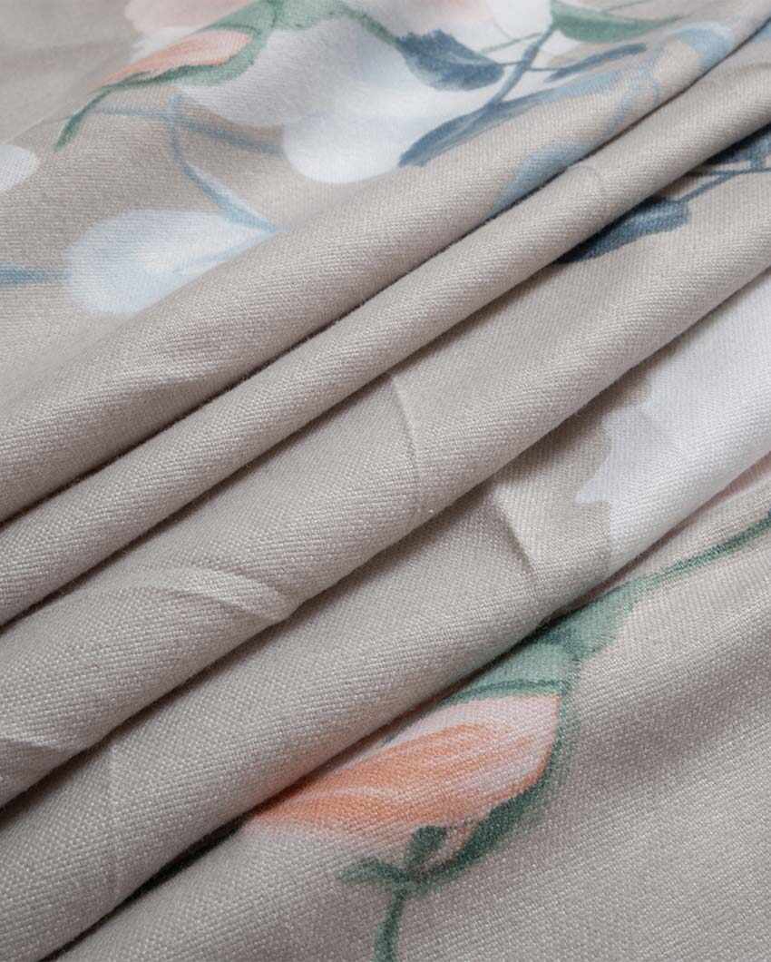 Beautiful Roses Printed Cotton Mix Double Bed Fitted Bedsheet Set