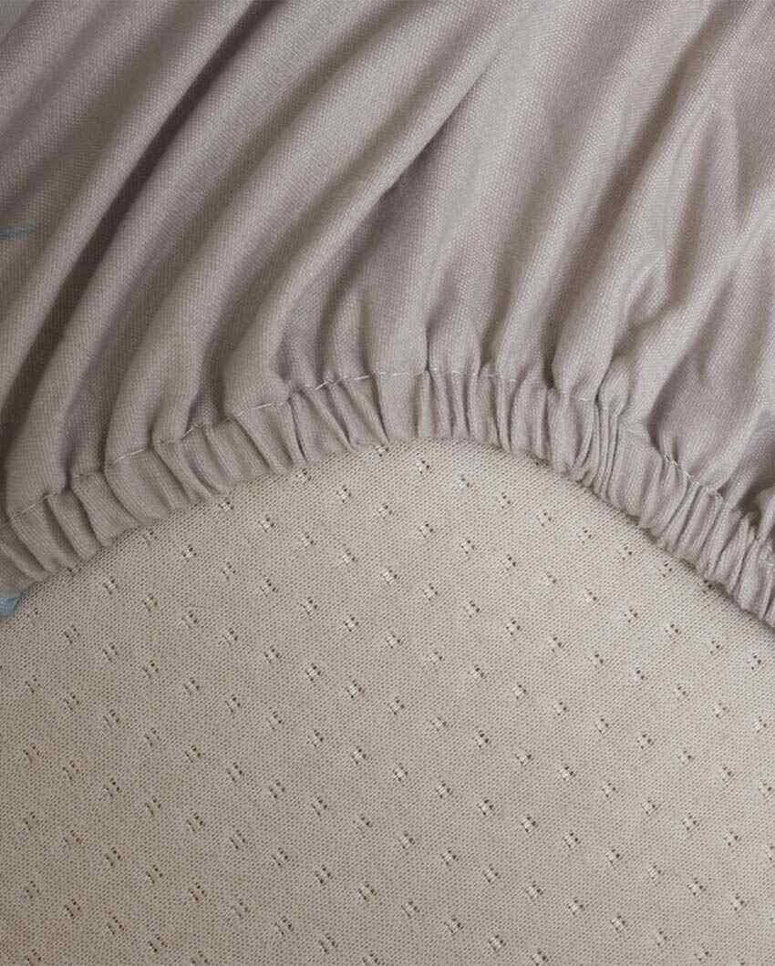Beautiful Roses Printed Cotton Mix Double Bed Fitted Bedsheet Set