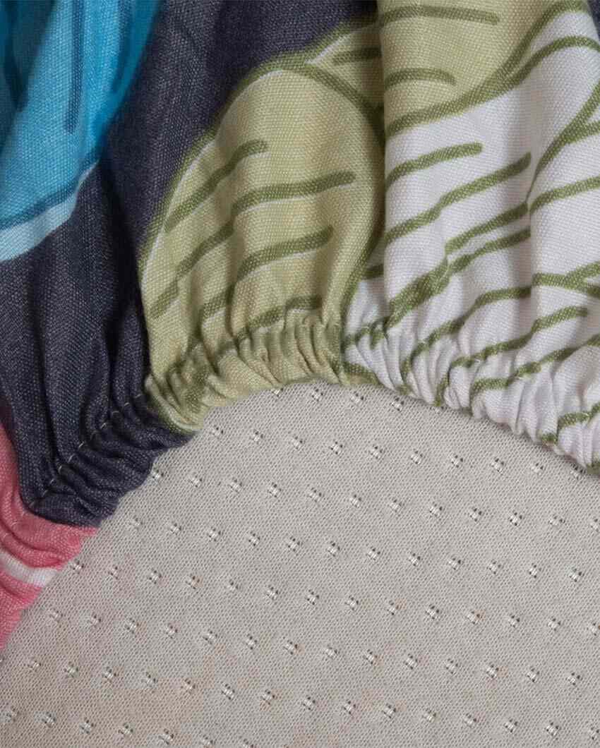 Night Flowers Printed Cotton Mix Double Bed Fitted Bedsheet Set
