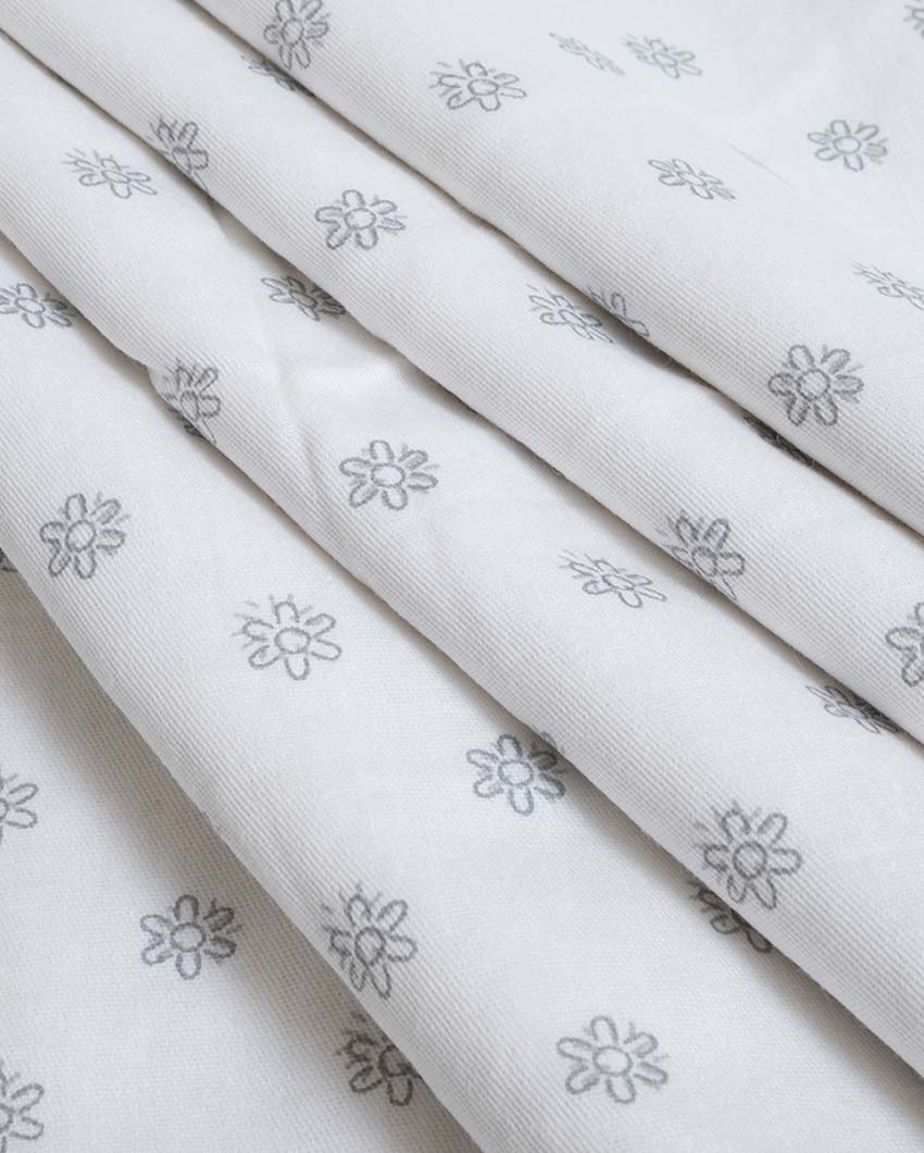 White Little Flower Printed Silky Touch Single Bed Cotton Dohars | Set Of 2 | 90 x 60 inches