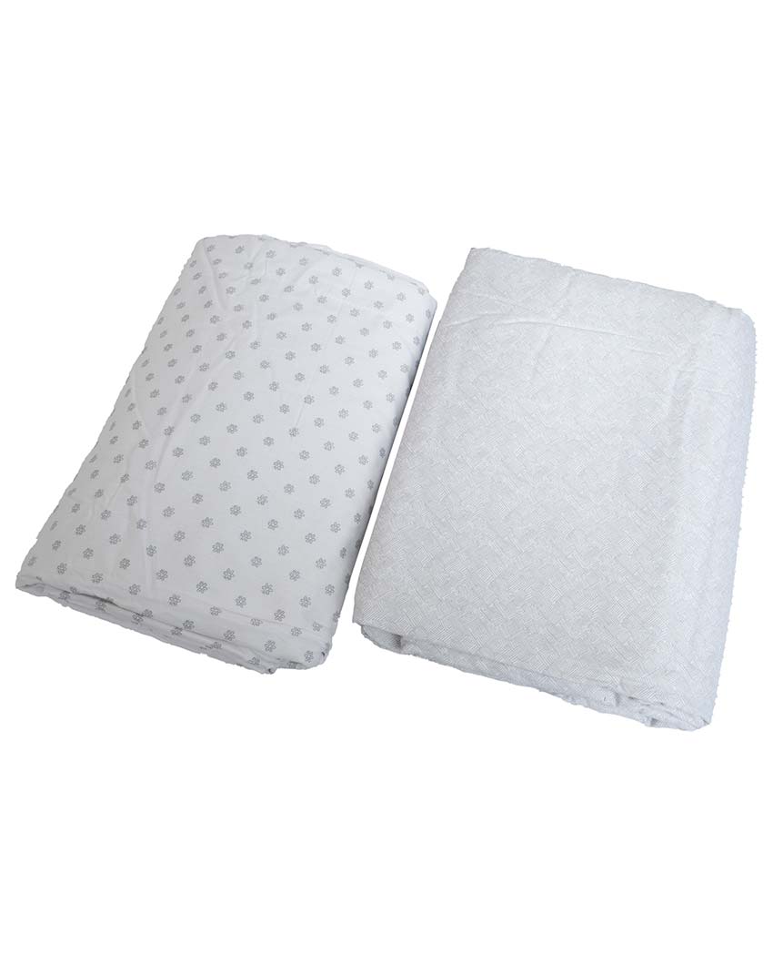 White Little Flower Printed Silky Touch Single Bed Cotton Dohars | Set Of 2 | 90 x 60 inches