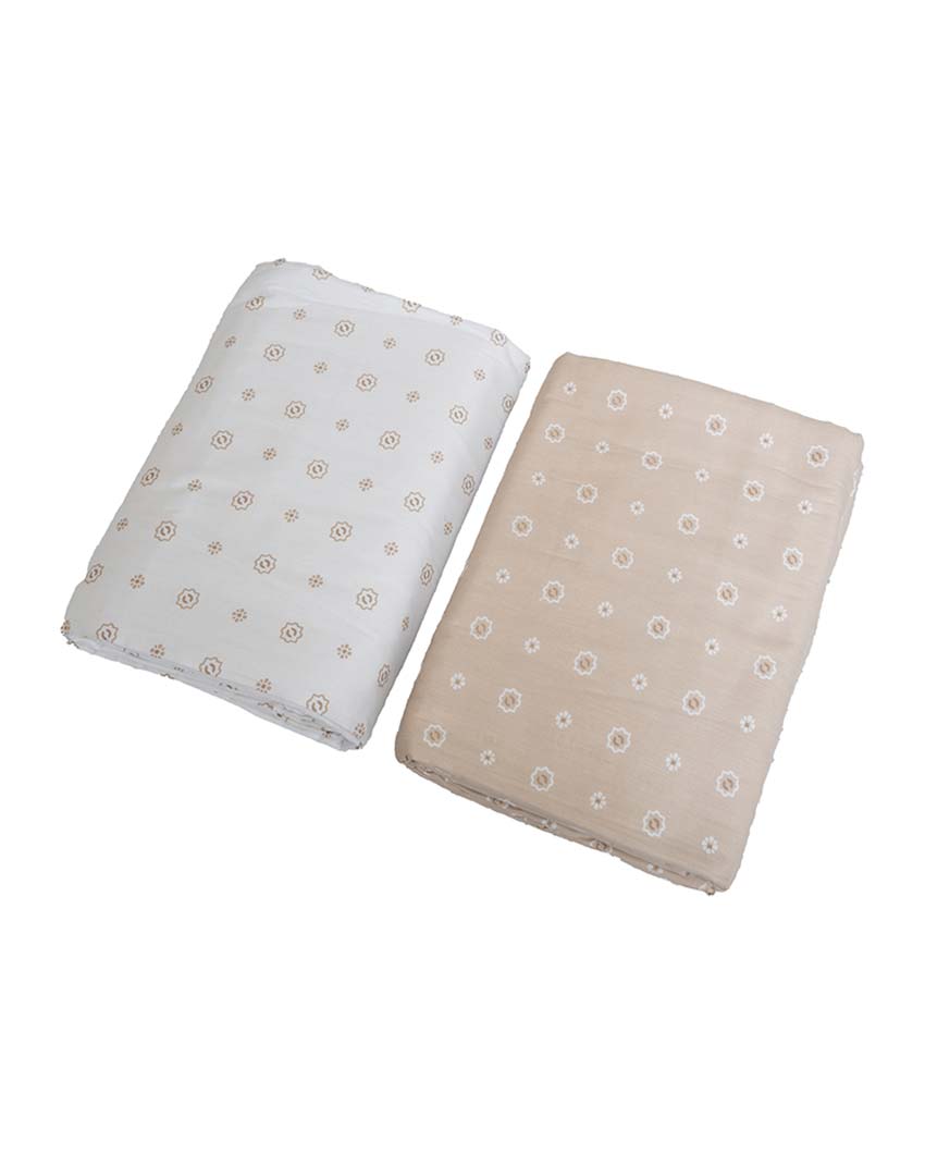 Little Blooms Printed Silky Touch Single Bed Cotton Dohars | Set Of 2 | 90 x 60 inches