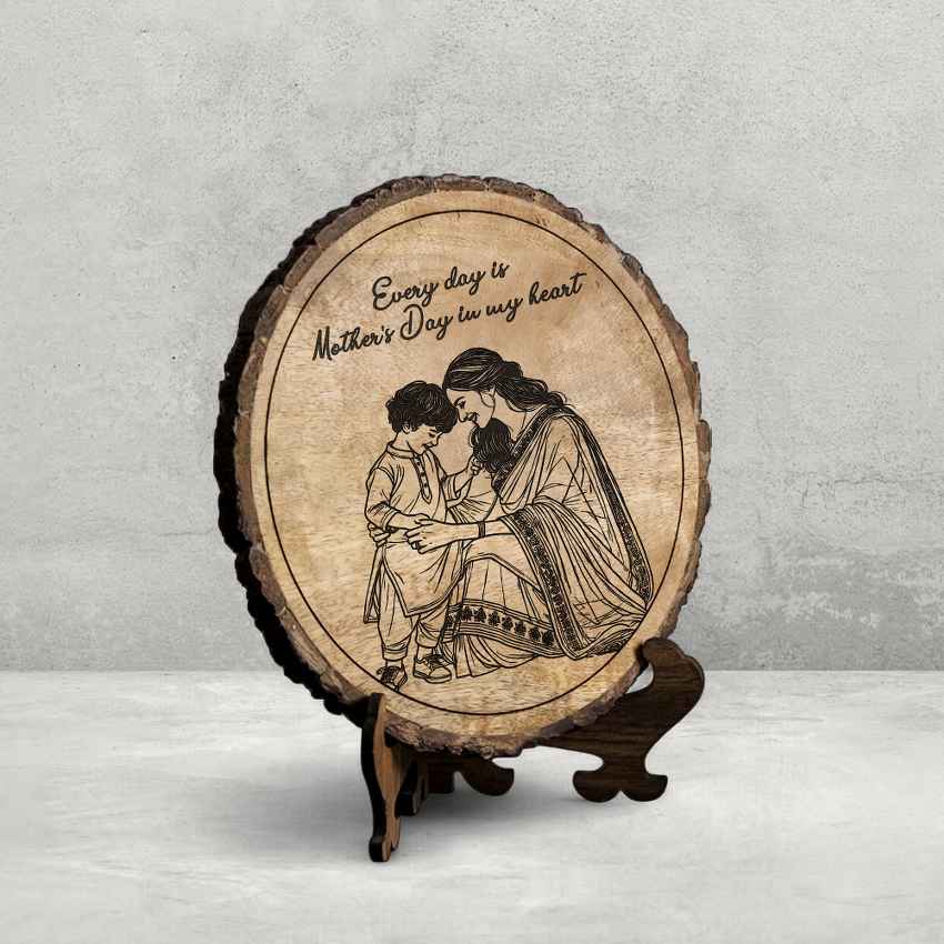Soulsign Handcrafted Mango Wood Brown Plaque with Stand Gift Set | 8 inches