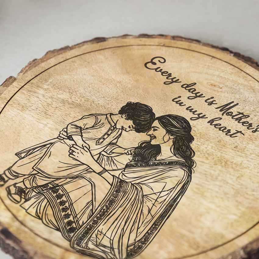 Soulsign Handcrafted Mango Wood Brown Plaque with Stand Gift Set | 8 inches
