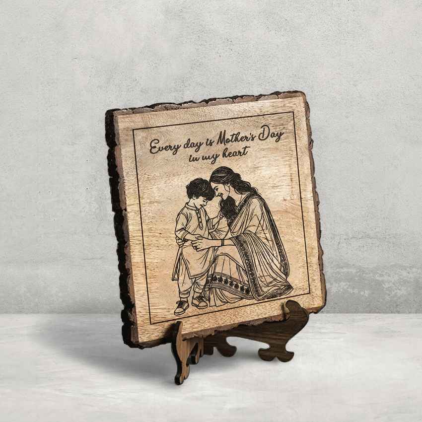 Dearroot Handcrafted Mango Wood Brown Plaque with Stand Gift Set | 8 x 8 inches