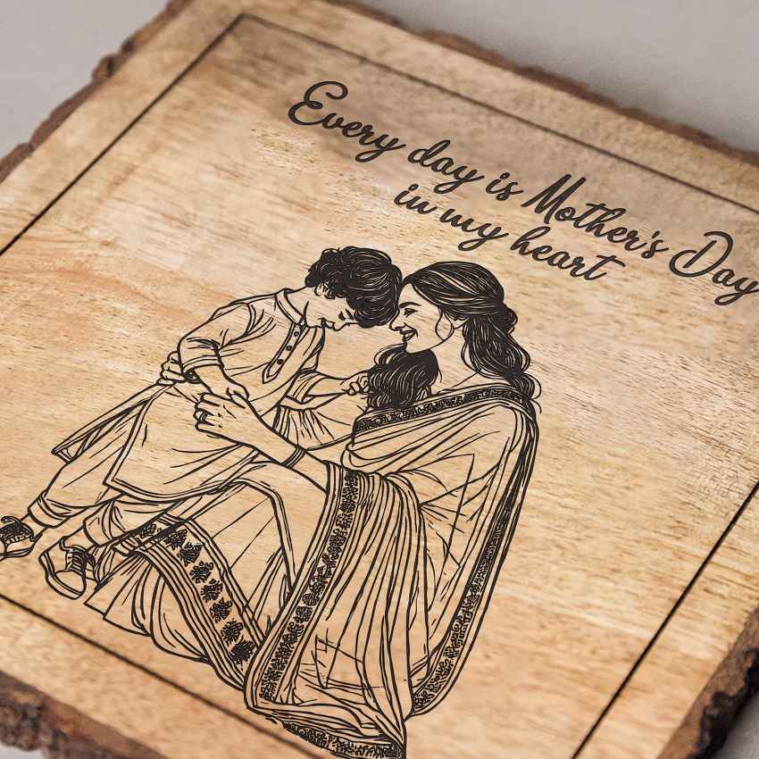 Dearroot Handcrafted Mango Wood Brown Plaque with Stand Gift Set | 8 x 8 inches